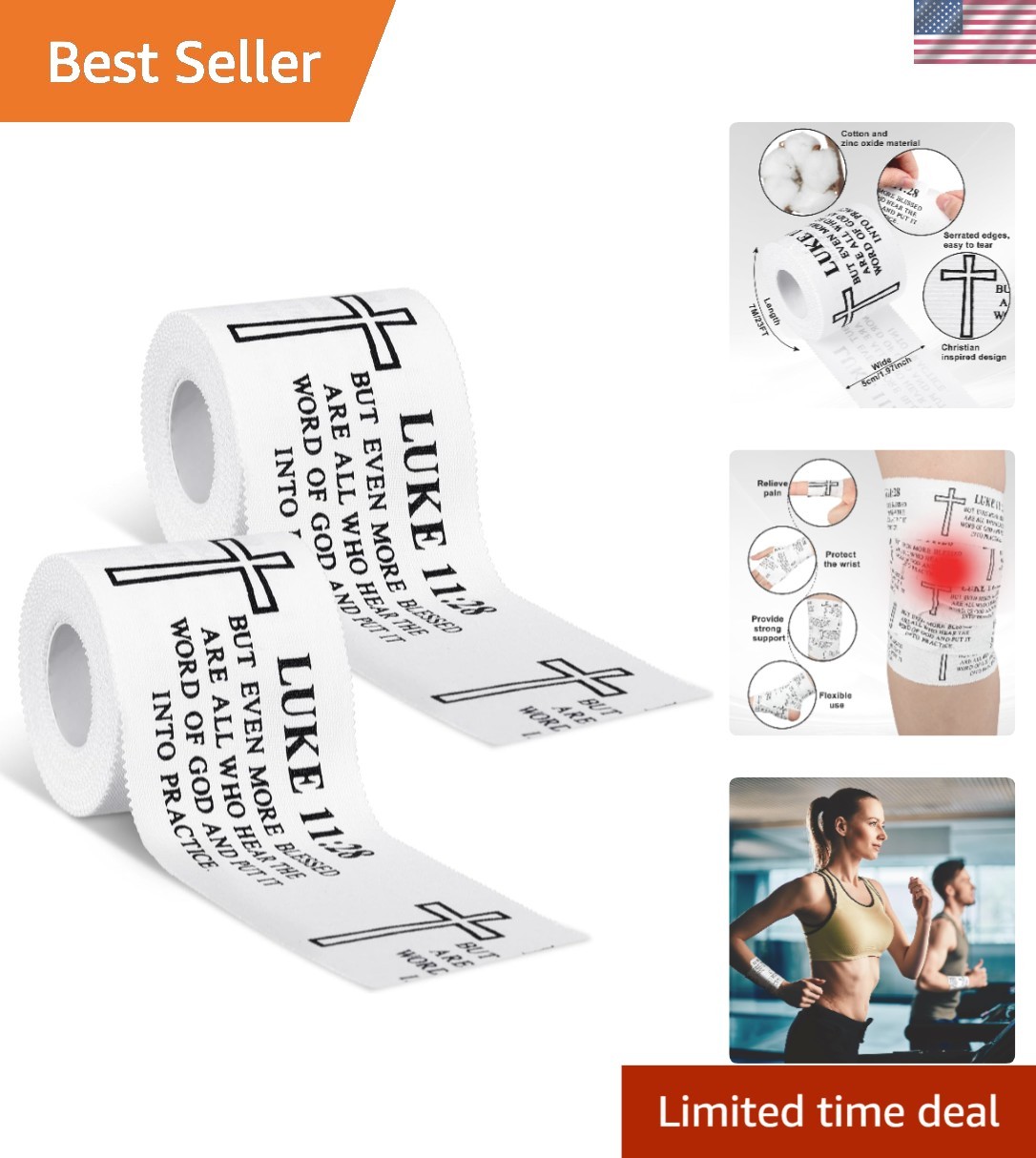 Versatile Christian Sports Tape 2in x 23ft - Ideal Gift for Faithful Athletes