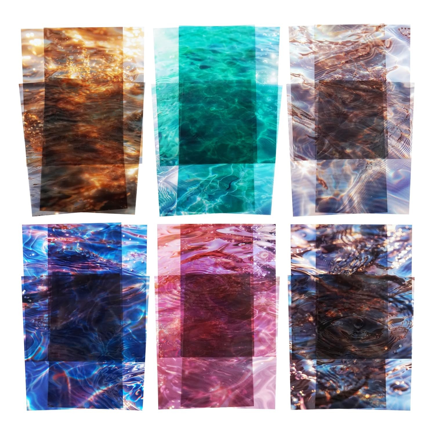 AuriicLeaf Wave PET Scrapbook Stickers Set, 60PCS Ocean Together