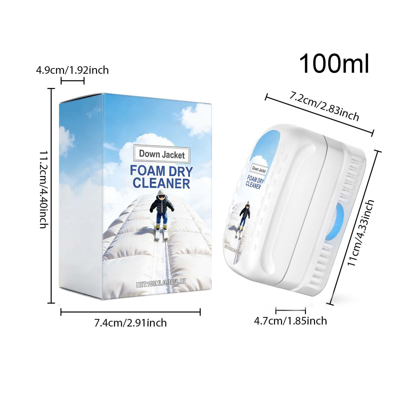 Down Jacket Foam Dry Cleaner, 100ml Waterless Multi Purpose Cleaner With Brush