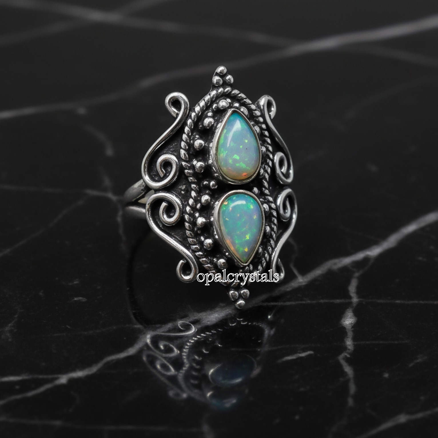Ethiopian Opal Gemstone 925 Sterling Silver Ring Handmade Jewelry Ring For Gift