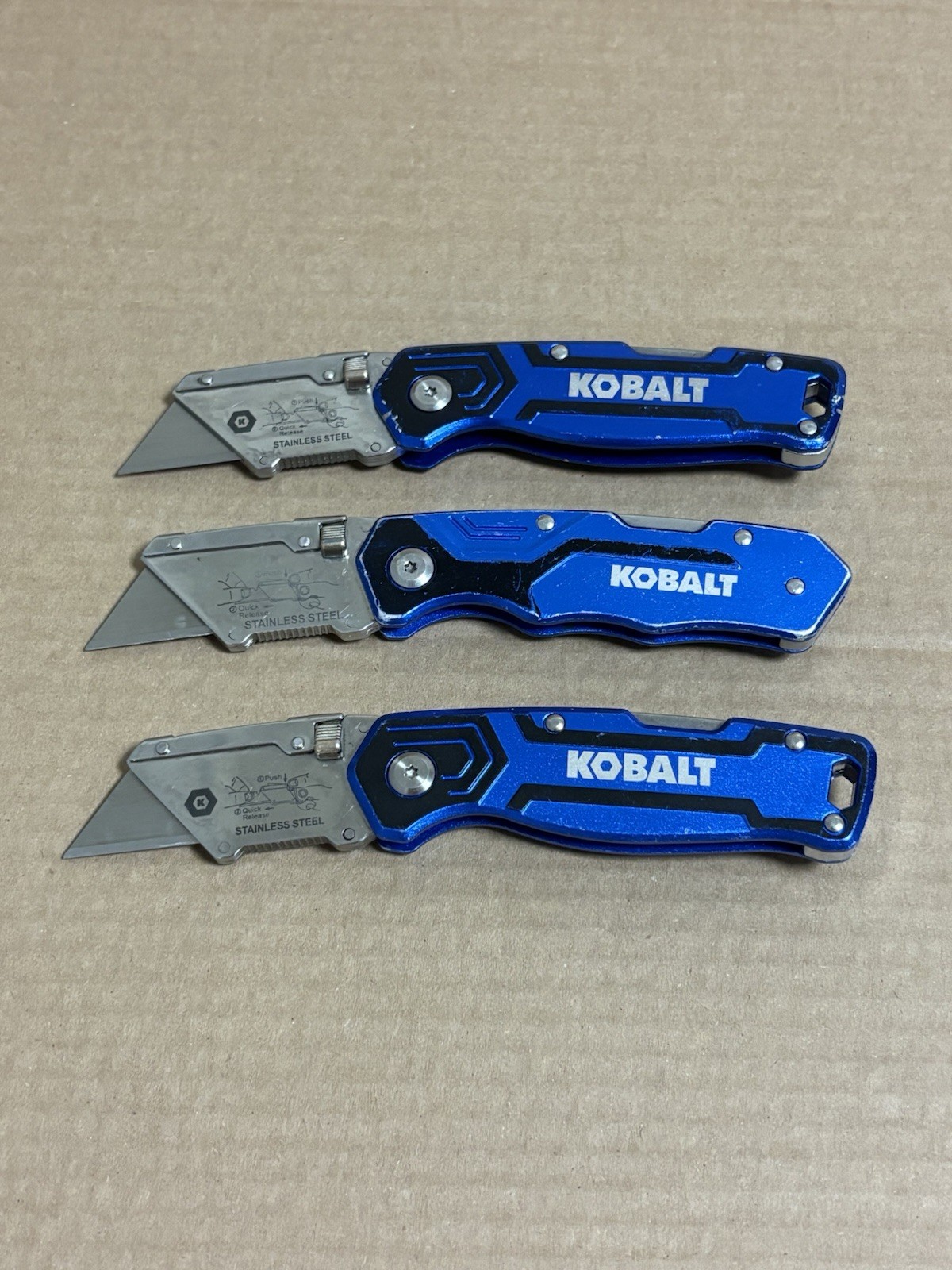 Kobalt Folding Utility Knife (Lot of 3) NEW BLADES