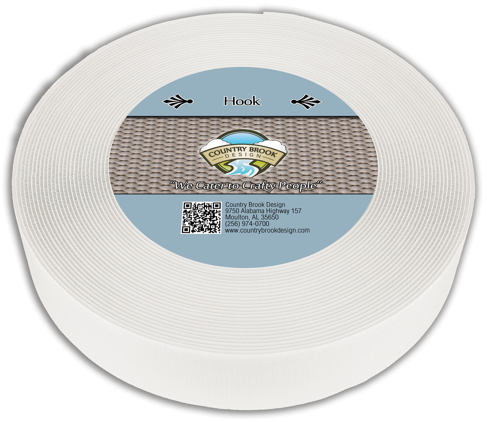 Country Brook Design | White Sew On Hook Only (2 inch, 50 yards)