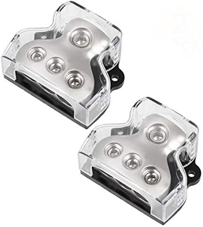 3 Way Power Distribution Block, 1X 0 Gauge in / 3X 4 Gauge Out Amp Power Distrib