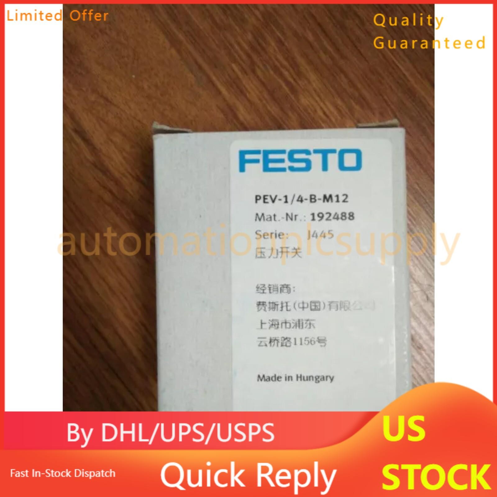New Festo 192488 PEV-1/4-B-M12 Pressure Switch