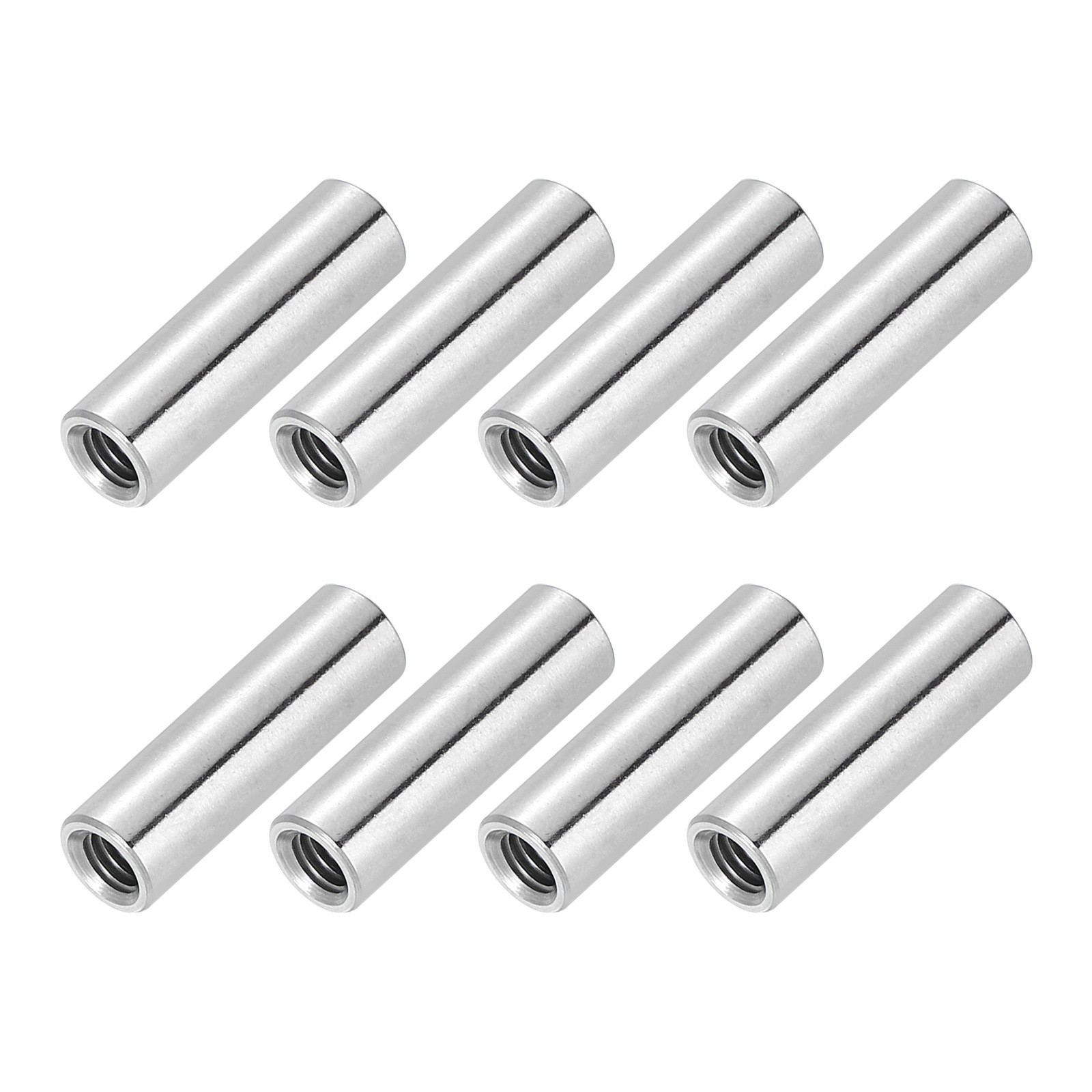 8 Pcs M4x0.7mm Pitch 4mm/0.16" 304 Stainless Steel Round Coupling Nuts
