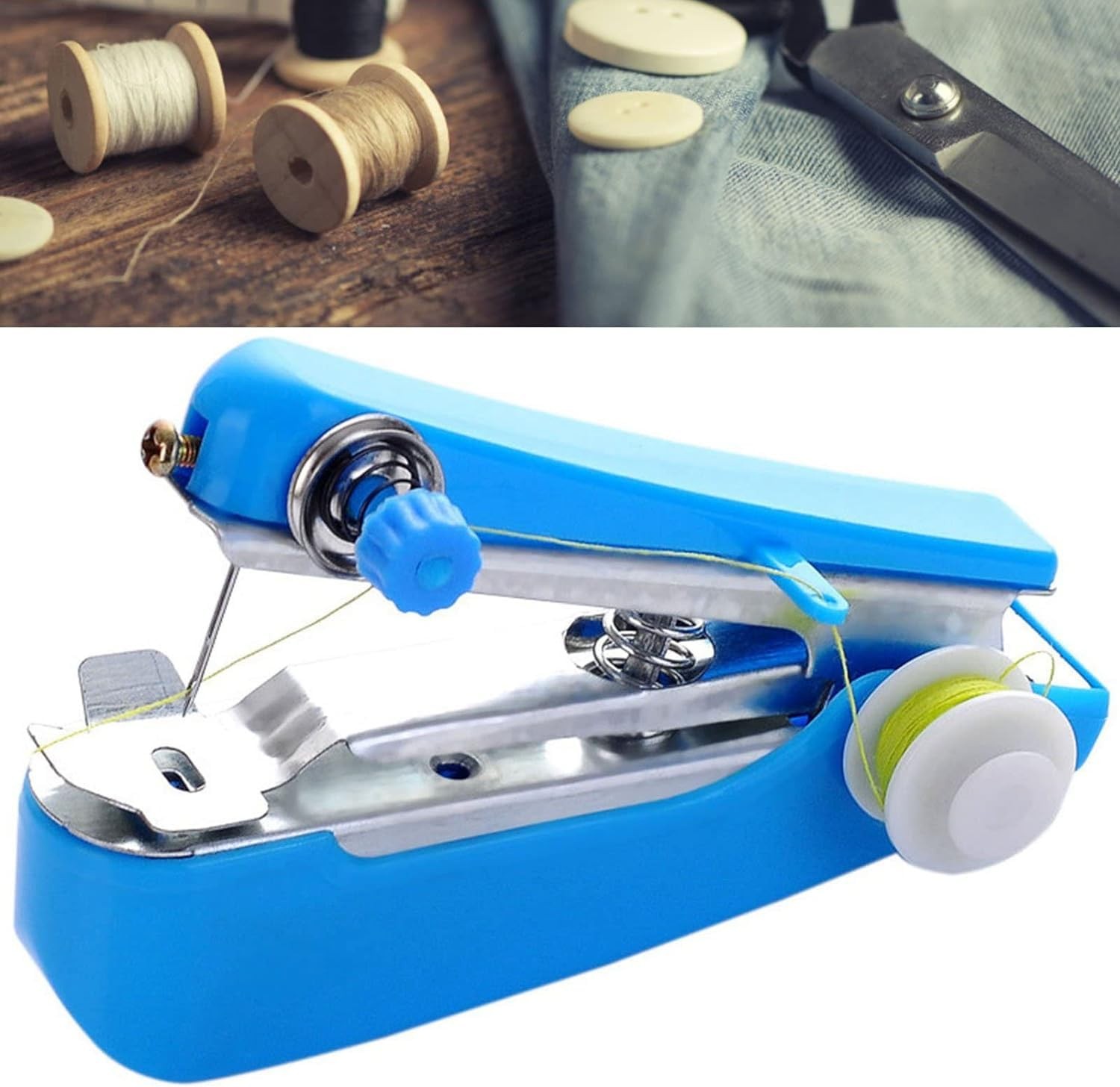 Blue Handheld Sewing Machine, Sewing Machines Portable Mini Manual Sewing Mac...