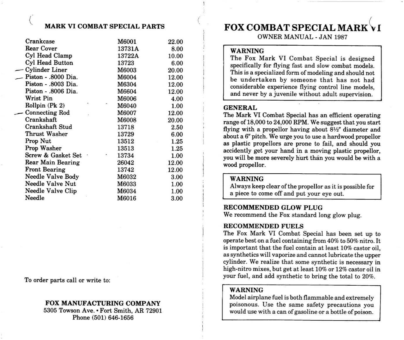 Vintage Model Airplane Engine Instructions
