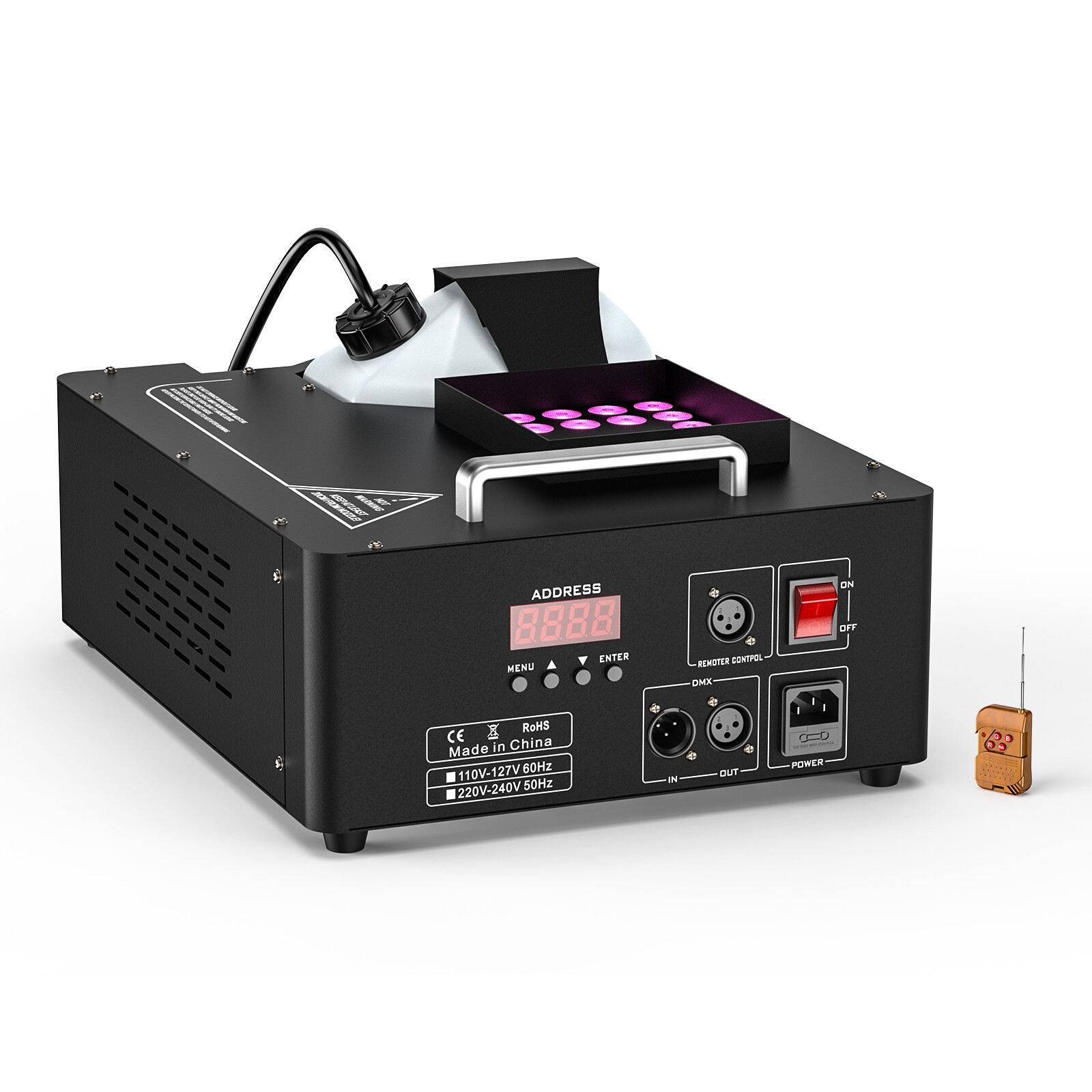 2000W Vertical Smoke Fog Machine DMX DJ Party Spray Fog Stage Light RGB 24LED