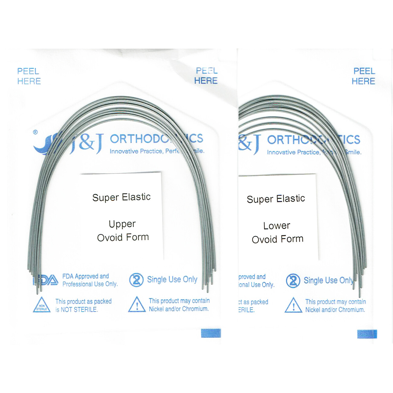 J&J Ortho™ Orthodontic Ultra Elastic NiTi Arch Wire Ovoid (10/pk*2 Up/Lo)