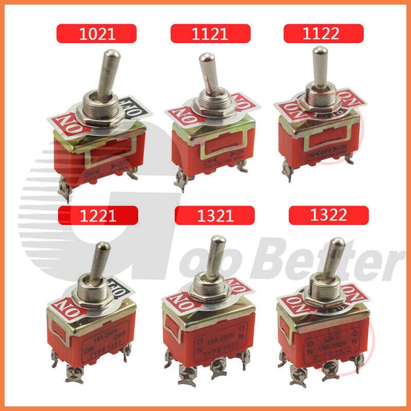Heavy Duty Toggle Switch On-Off/On-Off-On 2 3 Position SPST 2 4 6 Pin 15A 250VAC