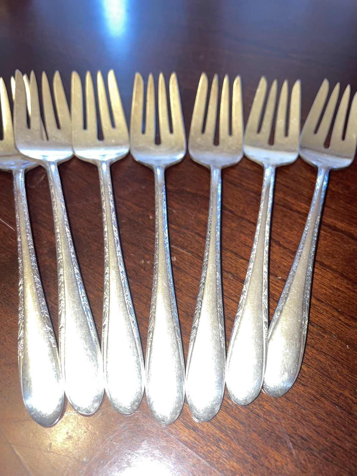 7 Gorham Invitation Silverplate Flatware Salad Forks 6-1/2”