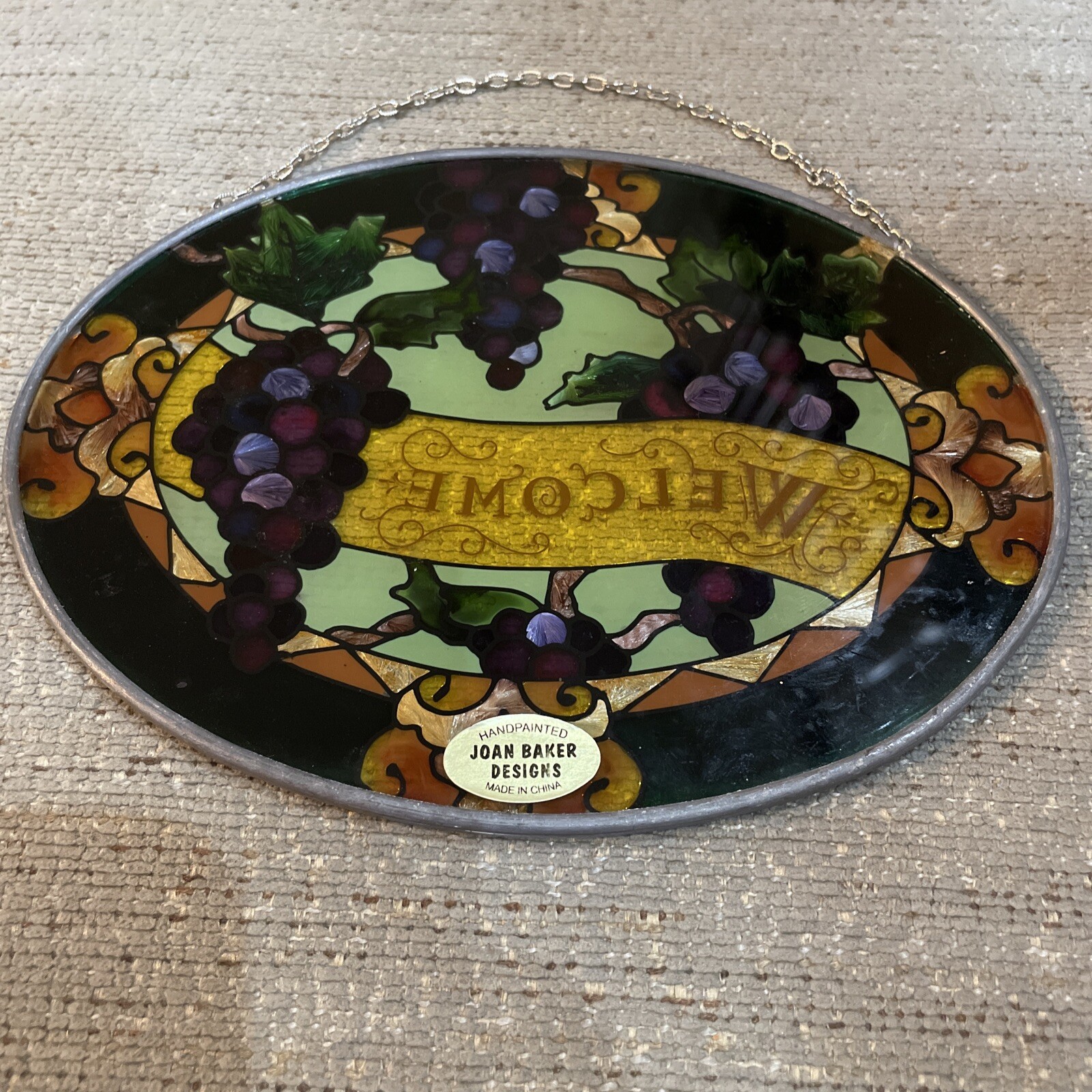 Welcome Suncatcher with Grapes 7" x 5.5"