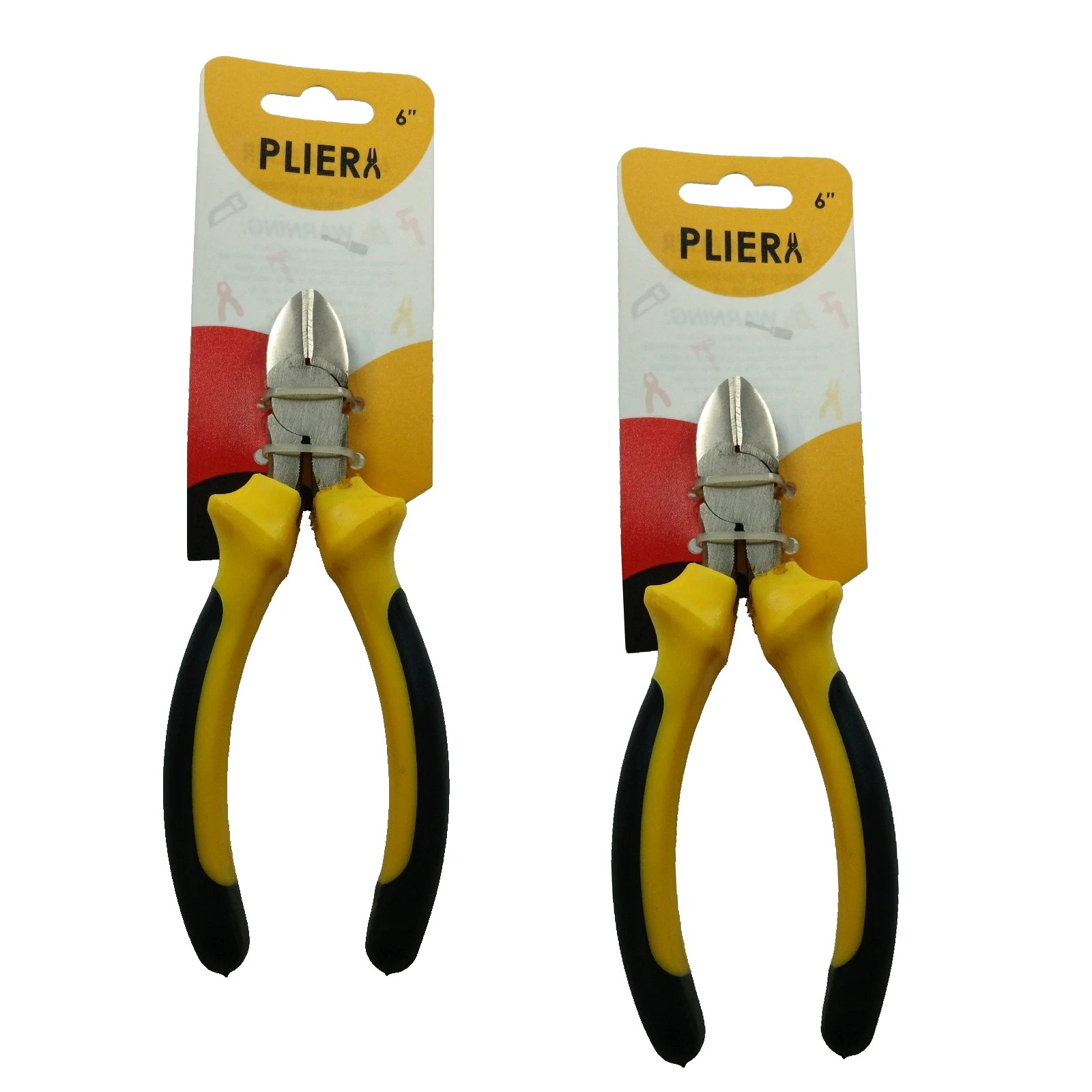 2 Pack 6" Diagonal Cutter Pliers Side Cutting Tool Yellow Black Comfort Grip