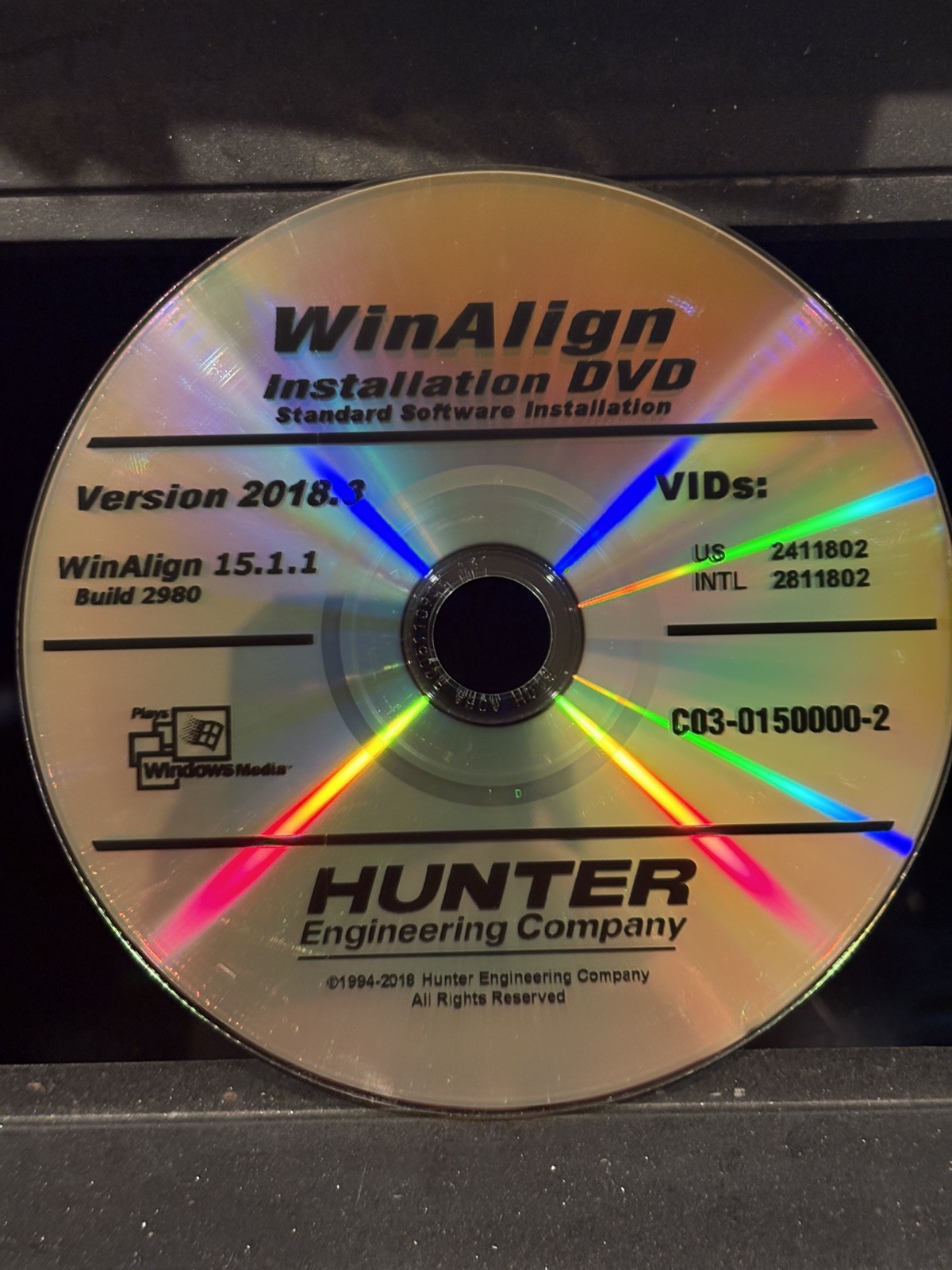Hunter WinAlign 15.1.1 Software Disc Set Binder 2017-2018 Build 2980