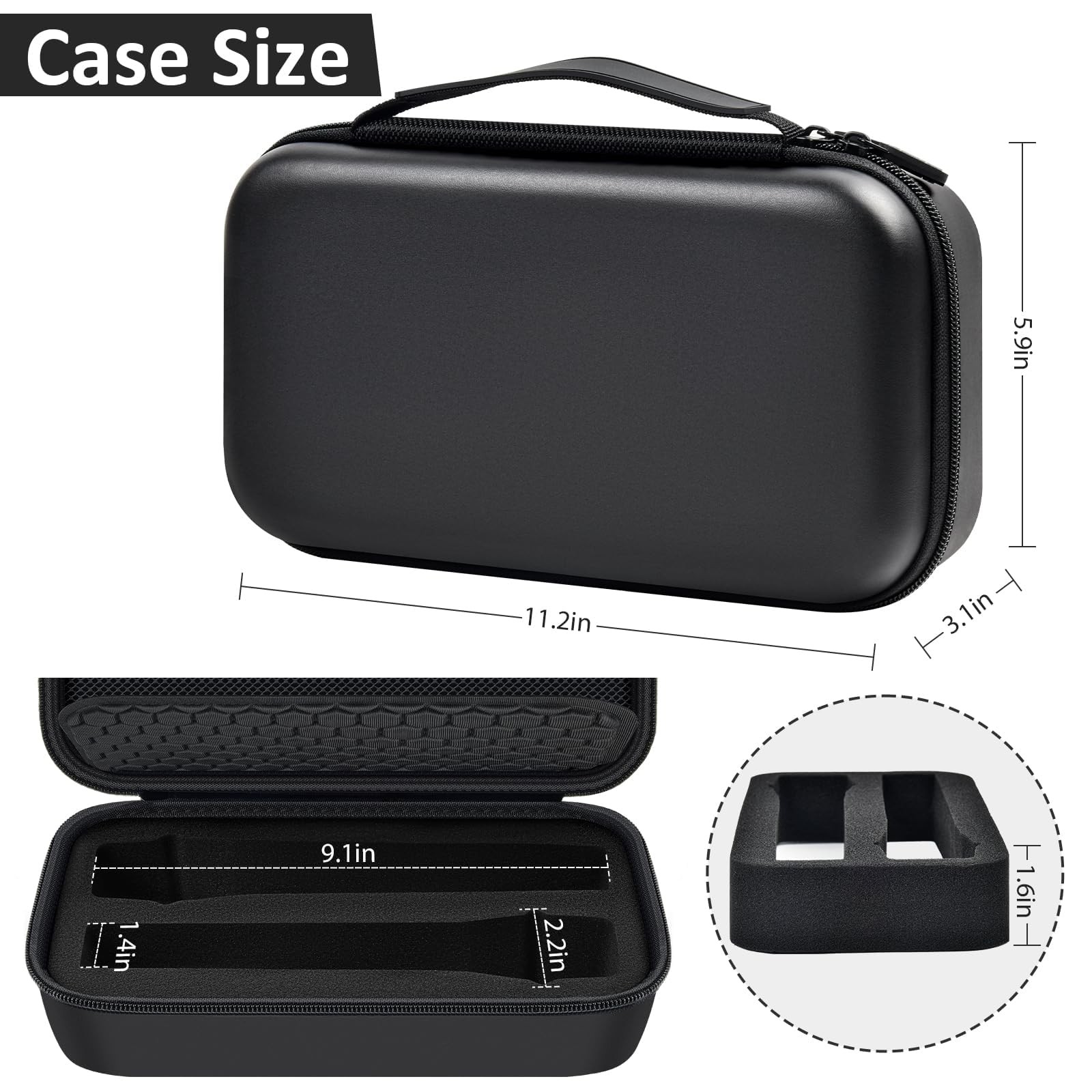 Comecase Wireless Microphone Case Compatible 11.2 x 5.9 x 3.1 inches, Black