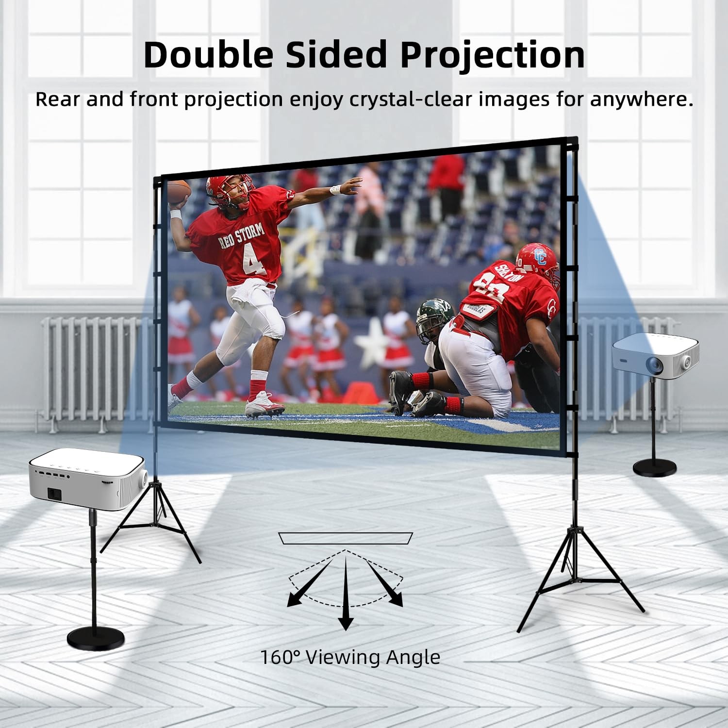 Projector Screen and Stand, 120 inch Foldable and Portable Projection Screen ...