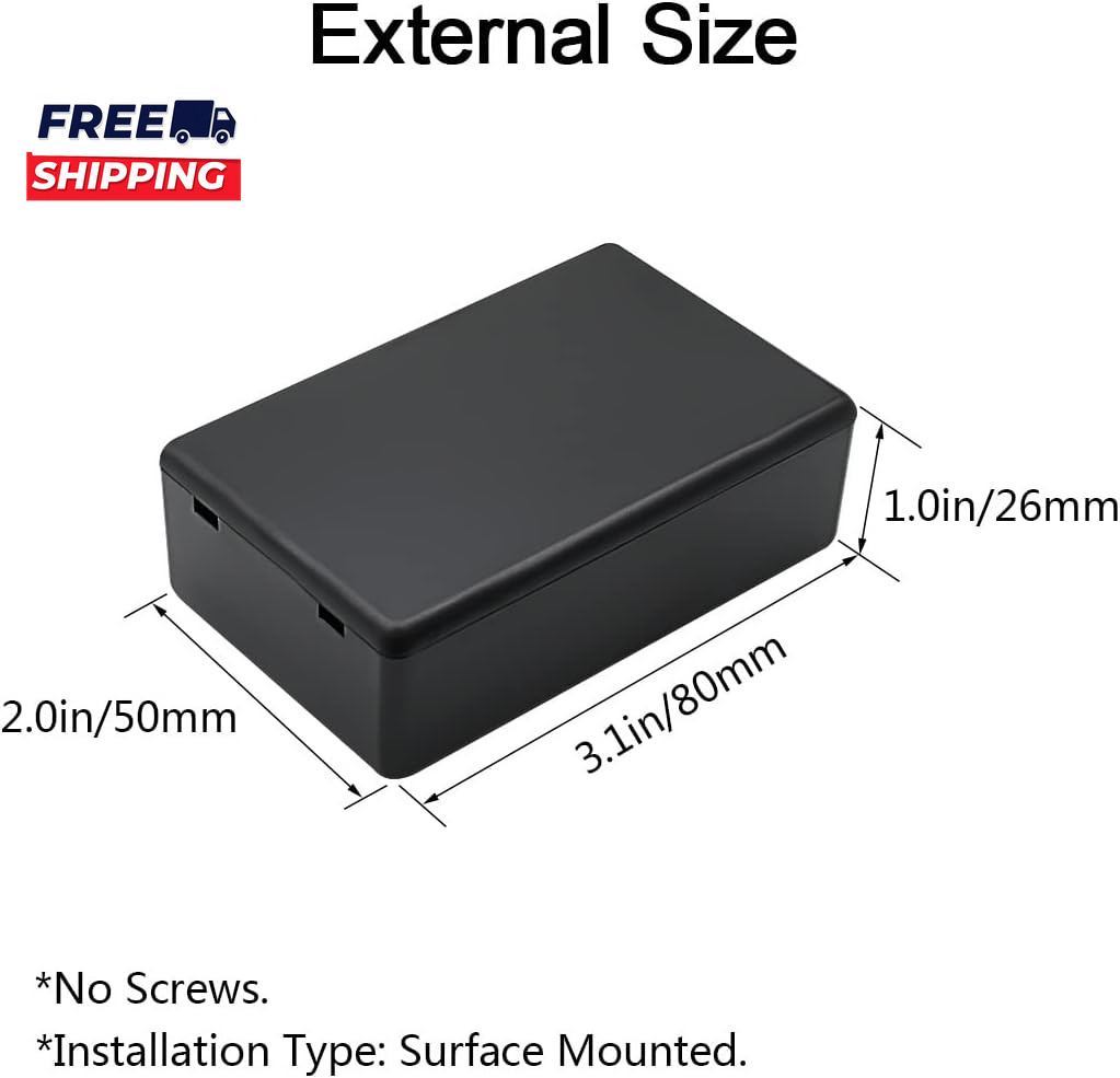5 Pieces Plastic Project Boxes Junction Case for Electronic Project Black