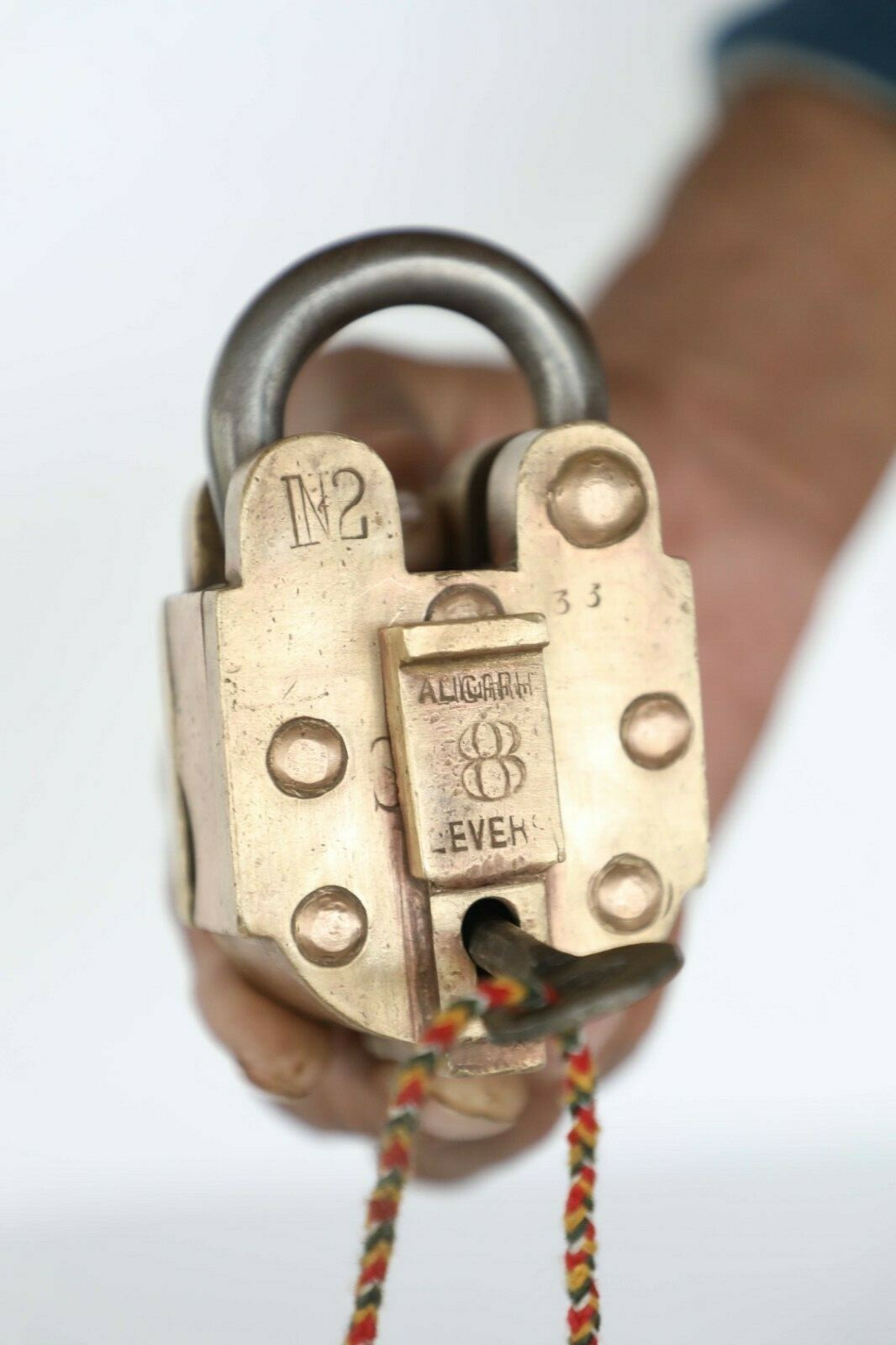 VintageBrass & Copper Handcrafted Push Button Solid Heavy Tricky/Puzzle Padlock