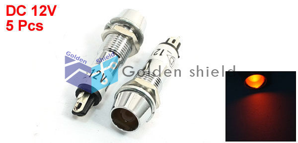 5 Pcs Panel Mounting Light Indication LED Signal Lamp DC 12V Yellow✦Kd