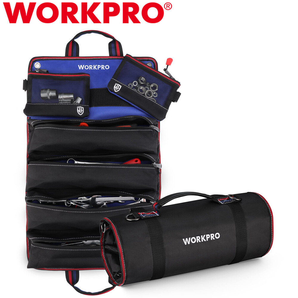 WORKPRO Roll Up Tool Bag Tool Roll Up Bag w/Detachable Tool Pouches Heavy Duty