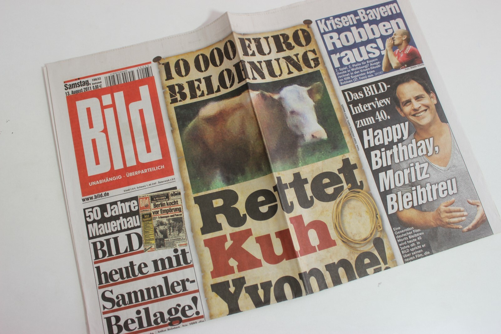 BILDzeitung 13/08/2011 August 13/8/2011 Special Occasion Gift