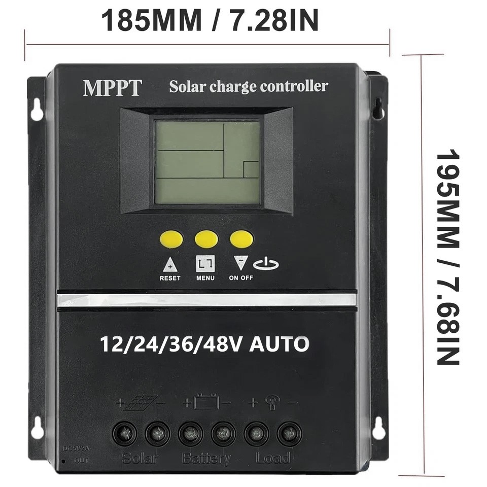 MPPT 12V/24V/36V/48V Solar Charge Controller Tools 100A LCD Dual USB