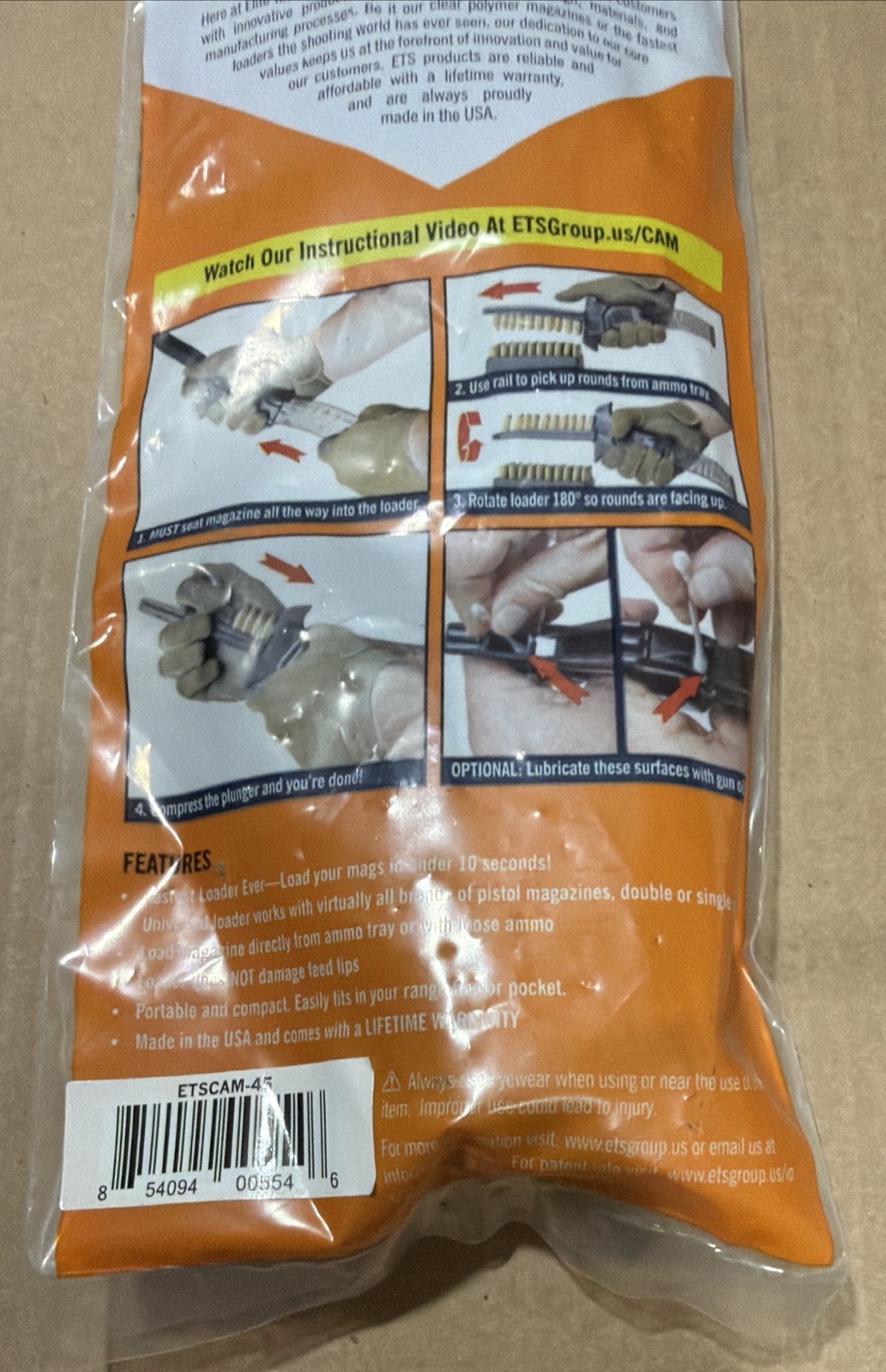 ETS Elite Tactical Systems Universal Speedloader Loader 9MM/.45 Cal New