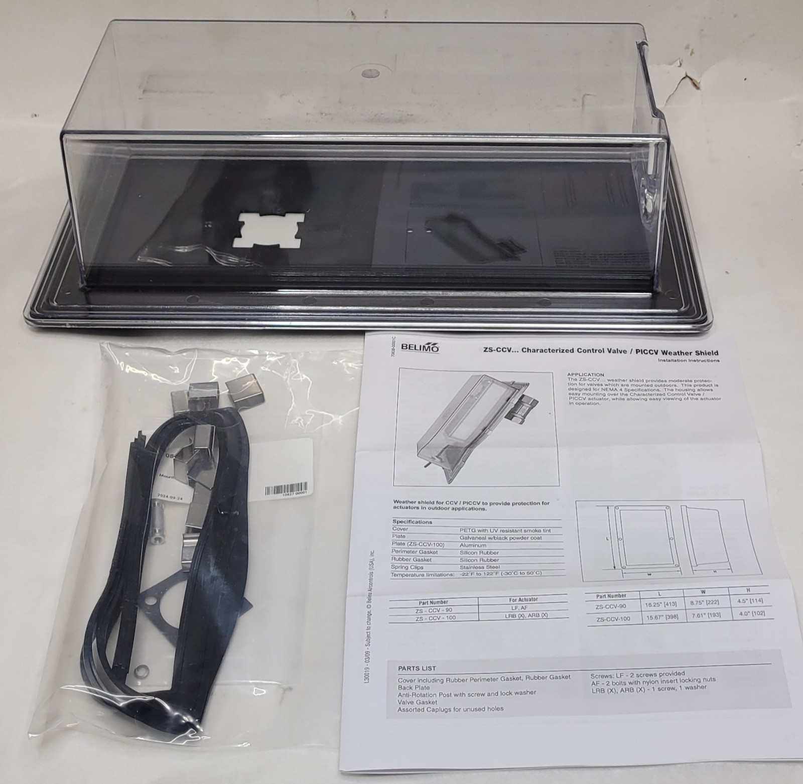 Belimo ZS-CCV-100 Characterized Control Valve PICCV Weather Shield LRB (X) ARB
