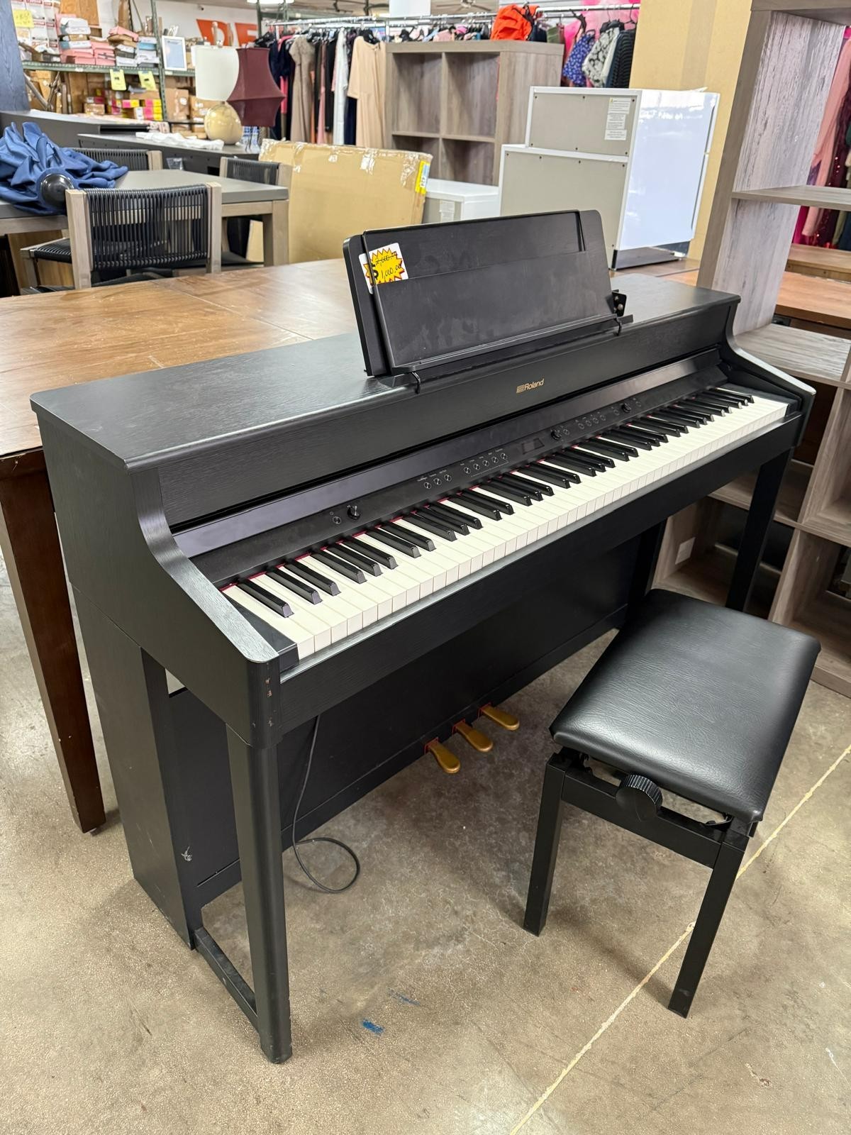Roland HP-702 Charcoal Black (CB) Digital Piano with KSH-704/2 CH Stand & Piano
