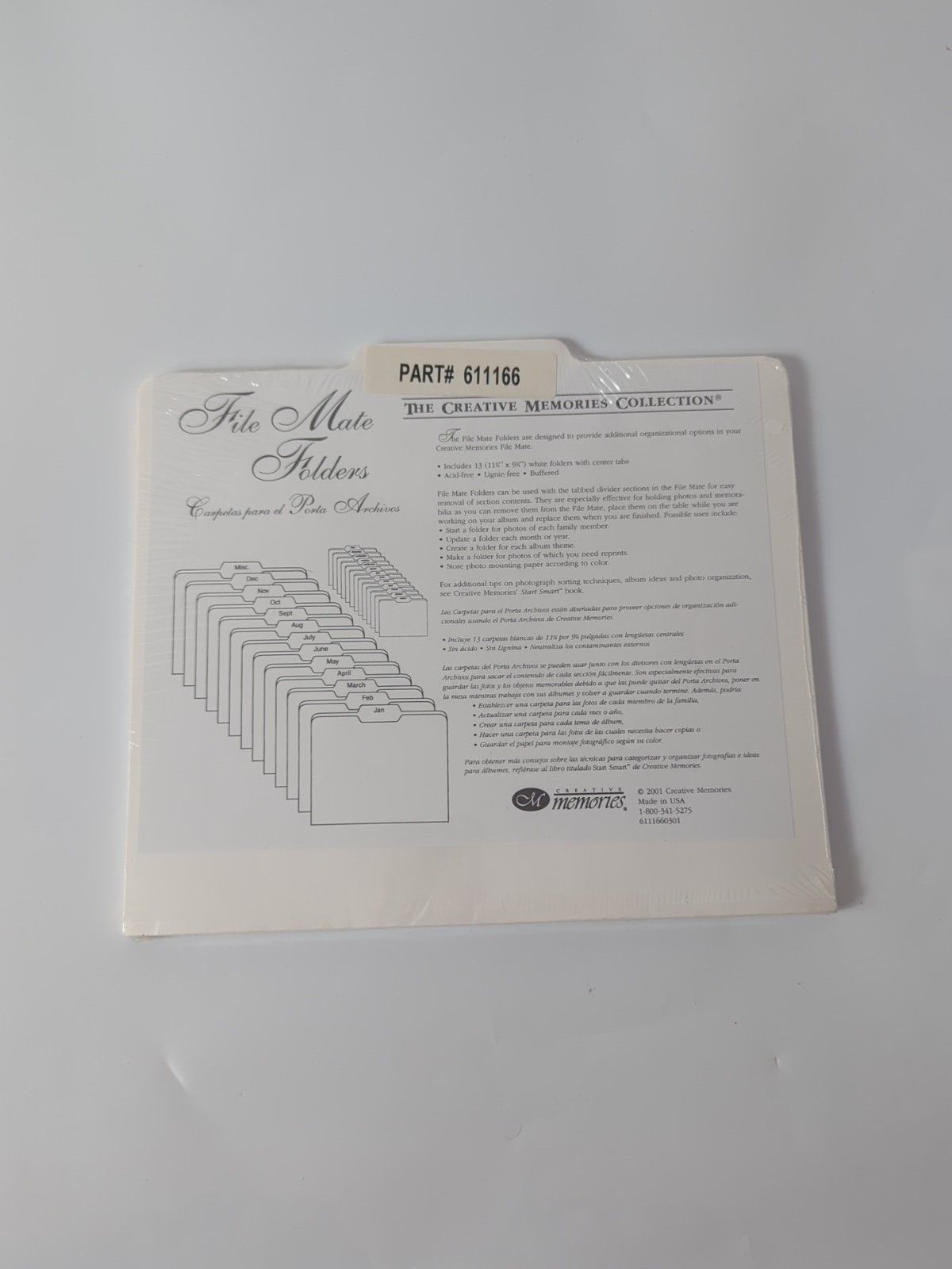 Creative Memories File Mate Folders Center Tabs White Set Of 13 NEW Part 611166