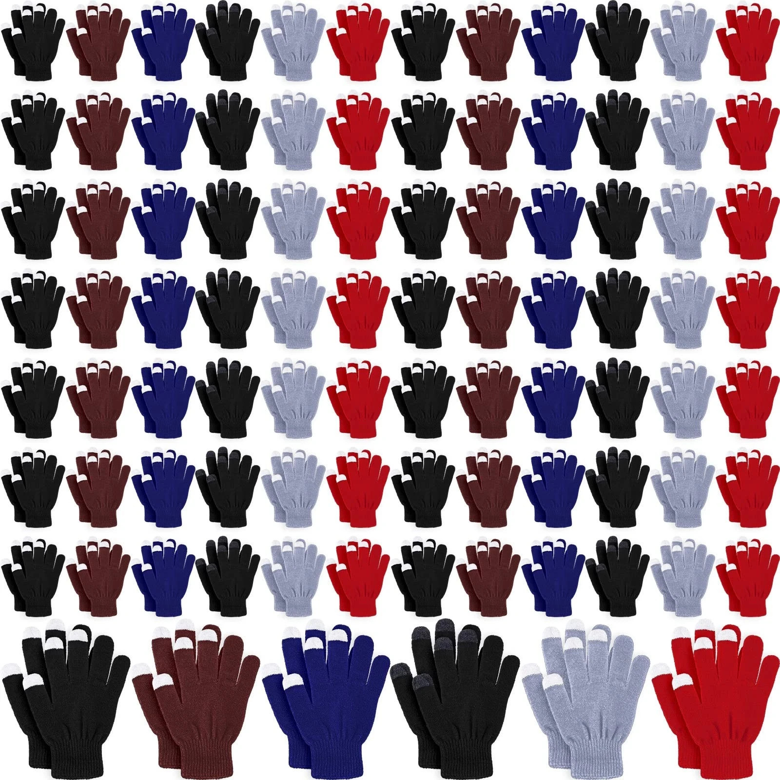 80 NEW Pairs Winter Gloves 6 Colors Warm Touchscreen Stretchy Knit wholesale lot