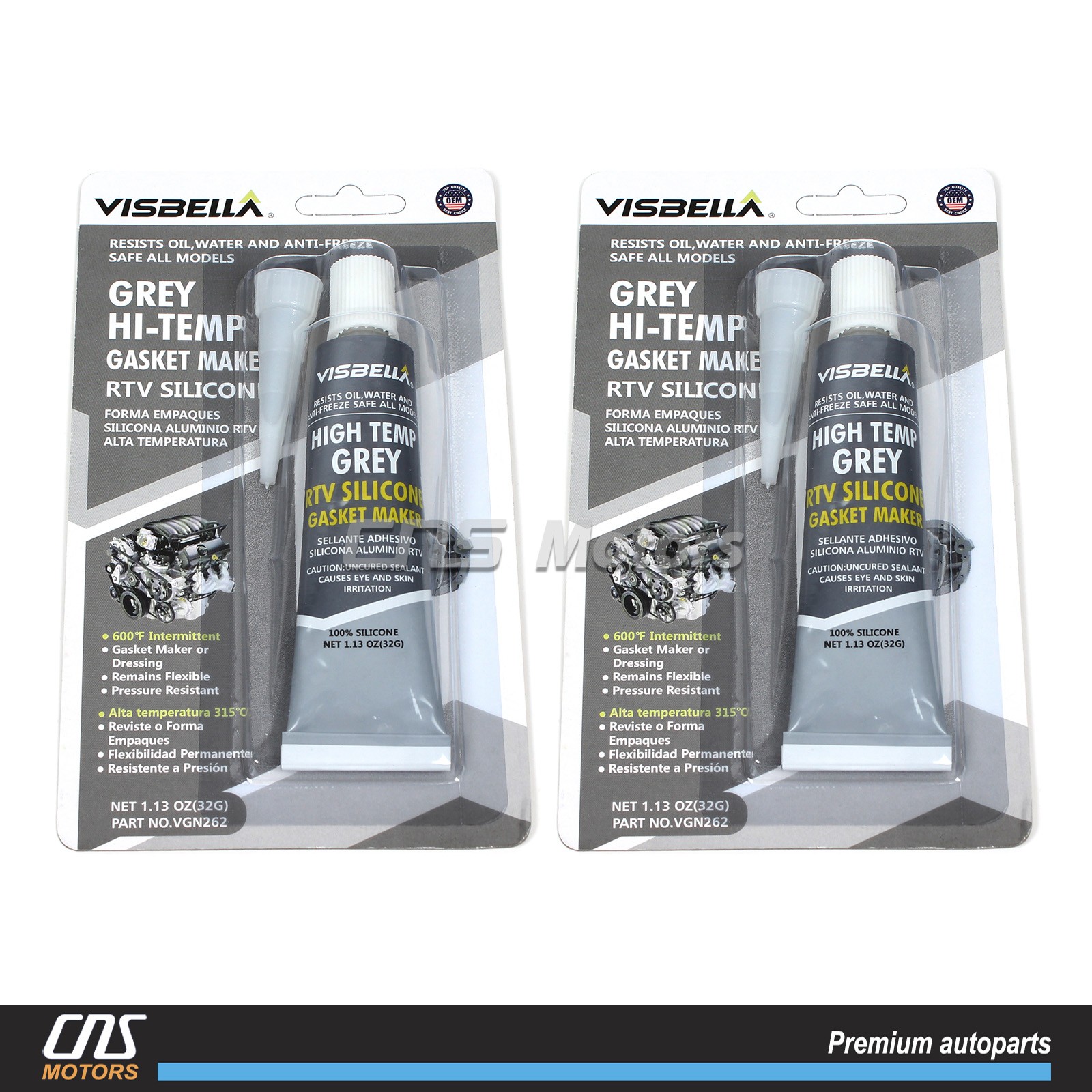 2X Hi-Temp RTV Silicone Gasket Maker (32g) Resists Oil Water Anti-Freeze