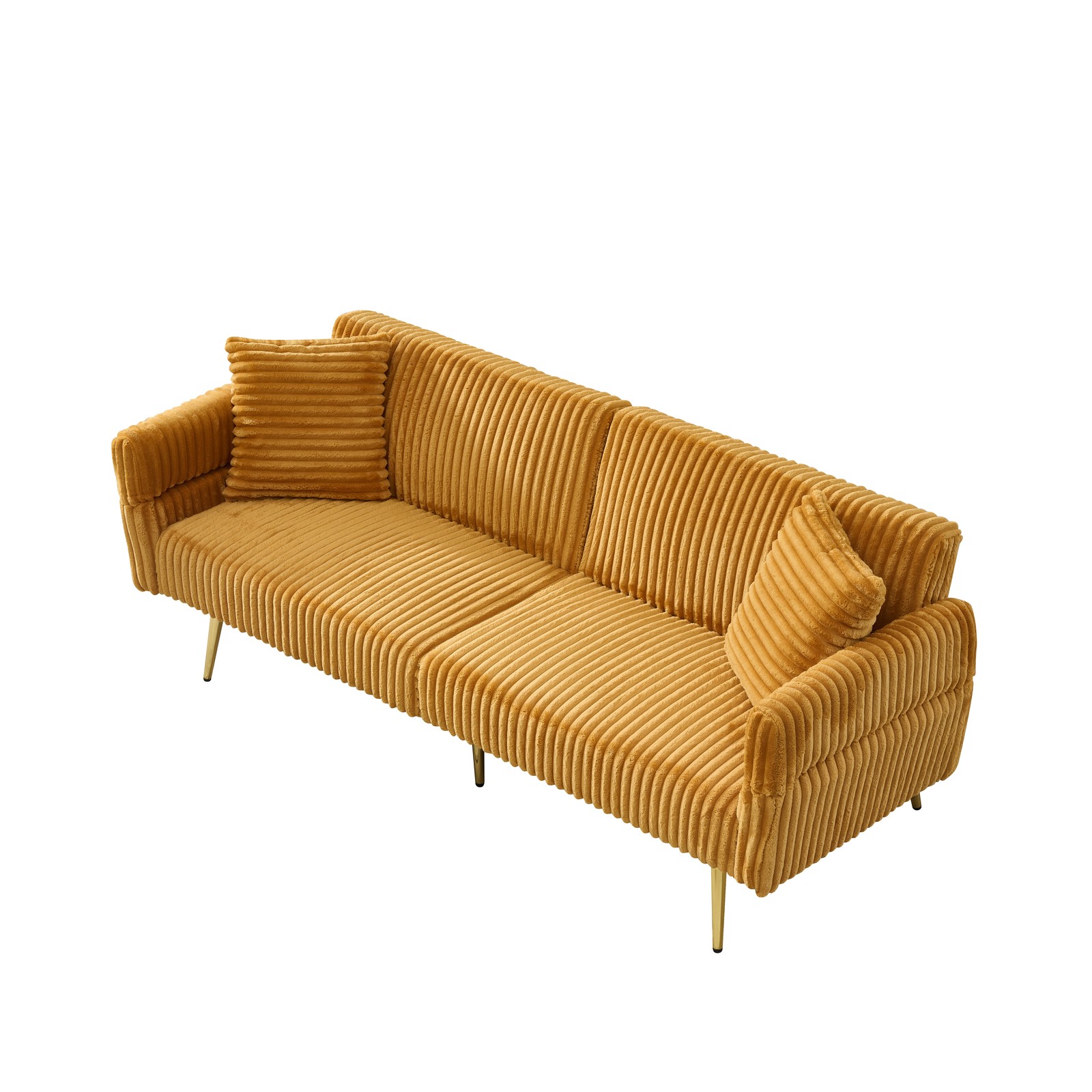 79 inch corduroy sofa bed, foldable double sofa bed with folding armrests, sui