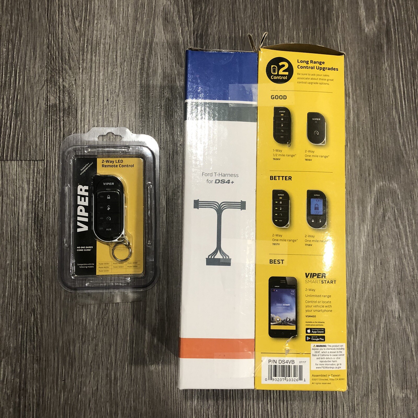Viper remote car starter with Ford wire harness and extra remote.