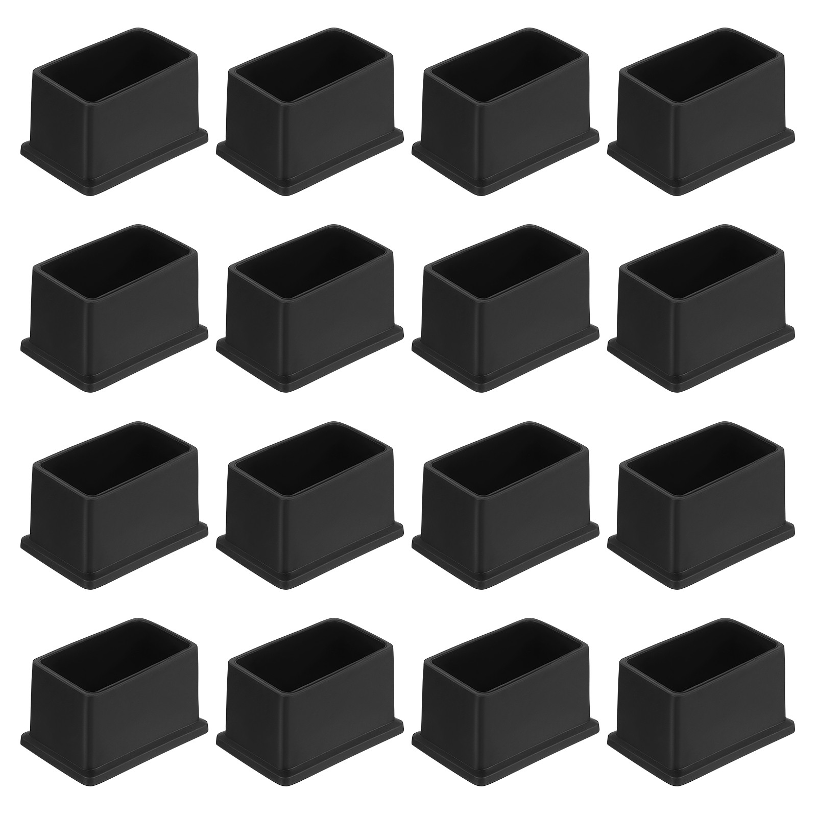 16Pcs PVC Square Chair Leg Caps, 50mm x 30mm OD Black Furniture Feet Pads