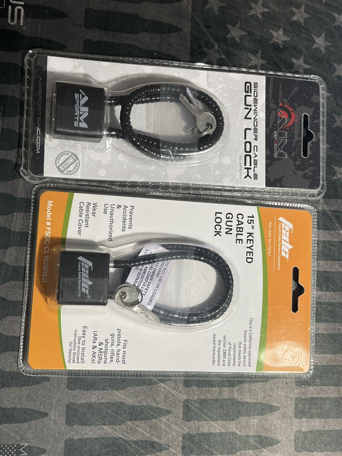 2 Pack 15” Cable Gun Locks with 2 Keys Each Fits Most Handguns, Rifles, Shotguns