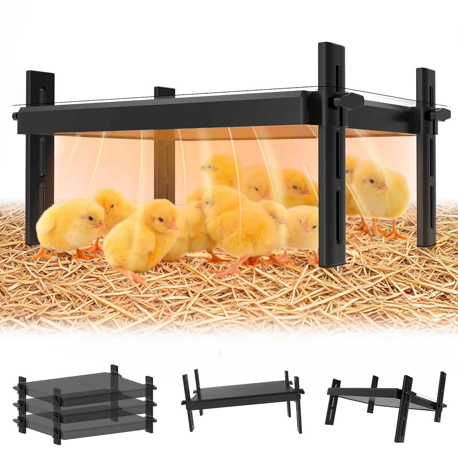 KOOHYIA 15" x 12.6" Large Chicks Brooder Heater for 20 Chicks - 49W Height an...