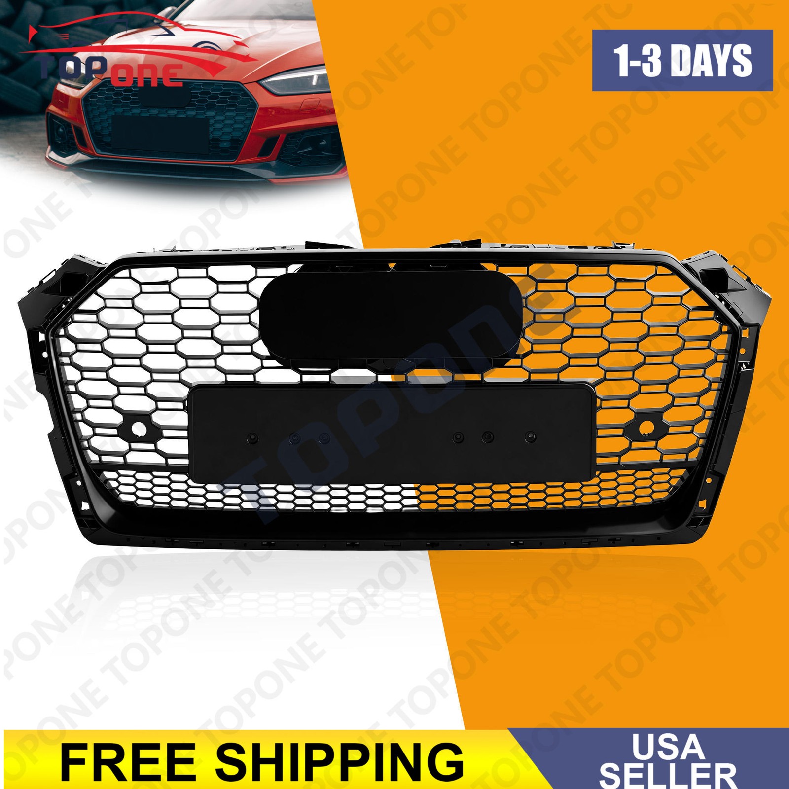 For Audi A5 S5 B9 2017-2019 Front Bumper Grille Honeycomb Hood Grill RS5 Style