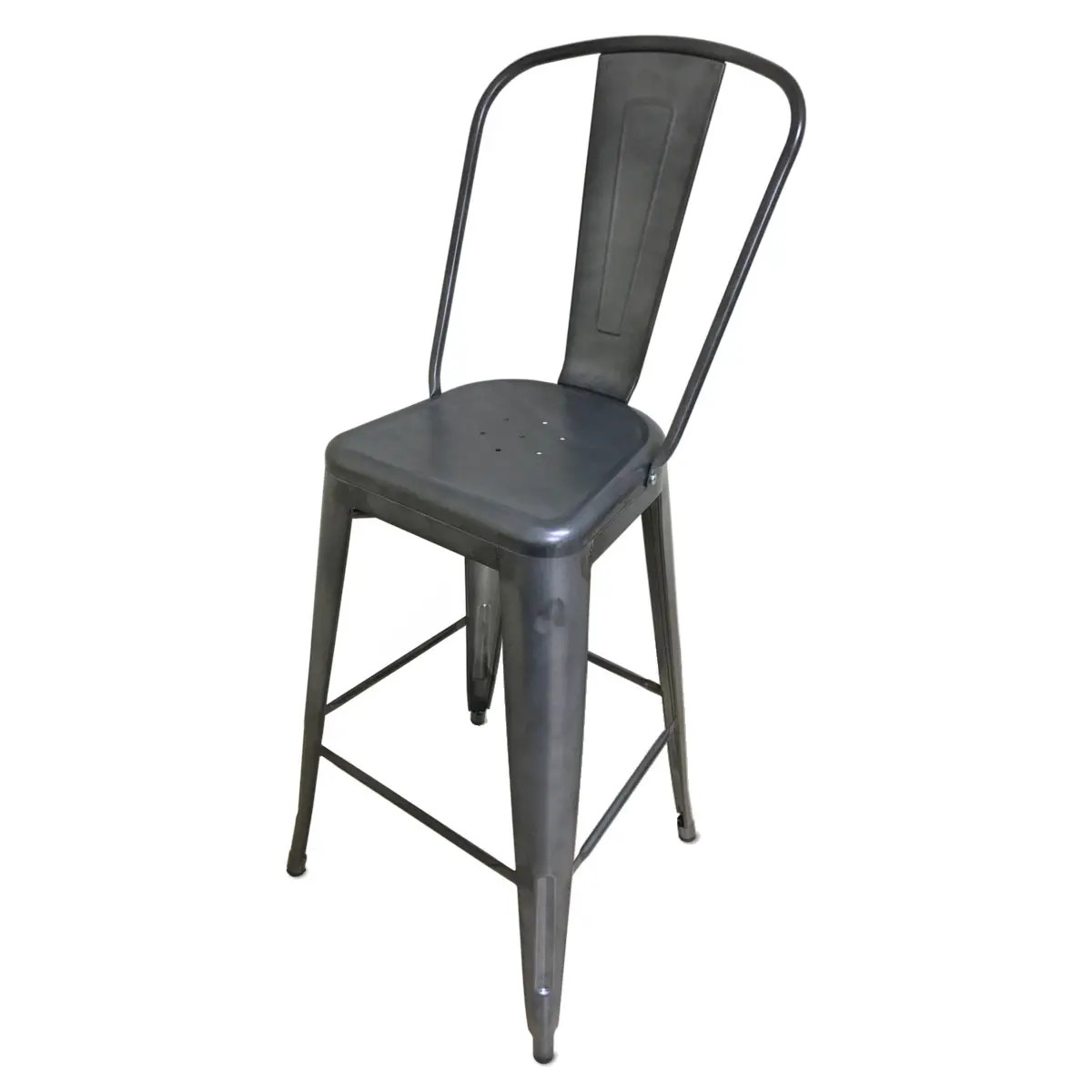 Industrial Galvanized Welded Frame Gunmetal Finish Bar Stool