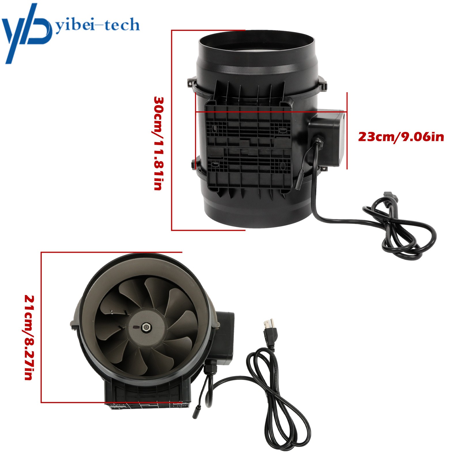 Inline Duct Fan, 8" 807 CFM with Temperature Humidity Controller EC-Motor