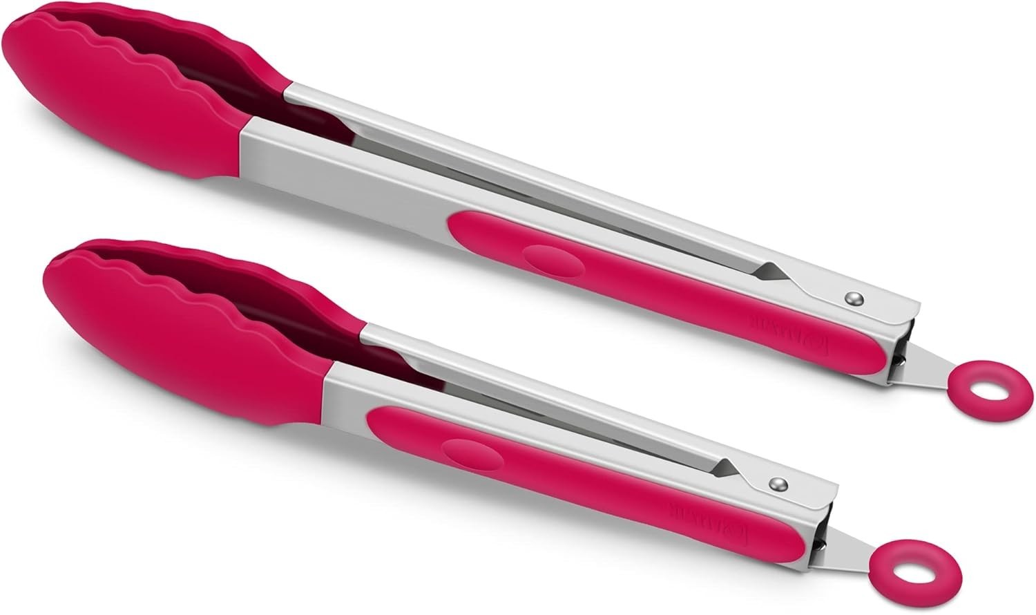 Premium Stainless Steel Food Tongs 9-Inch & 12-Inch Wine Red Silicone BPA Free