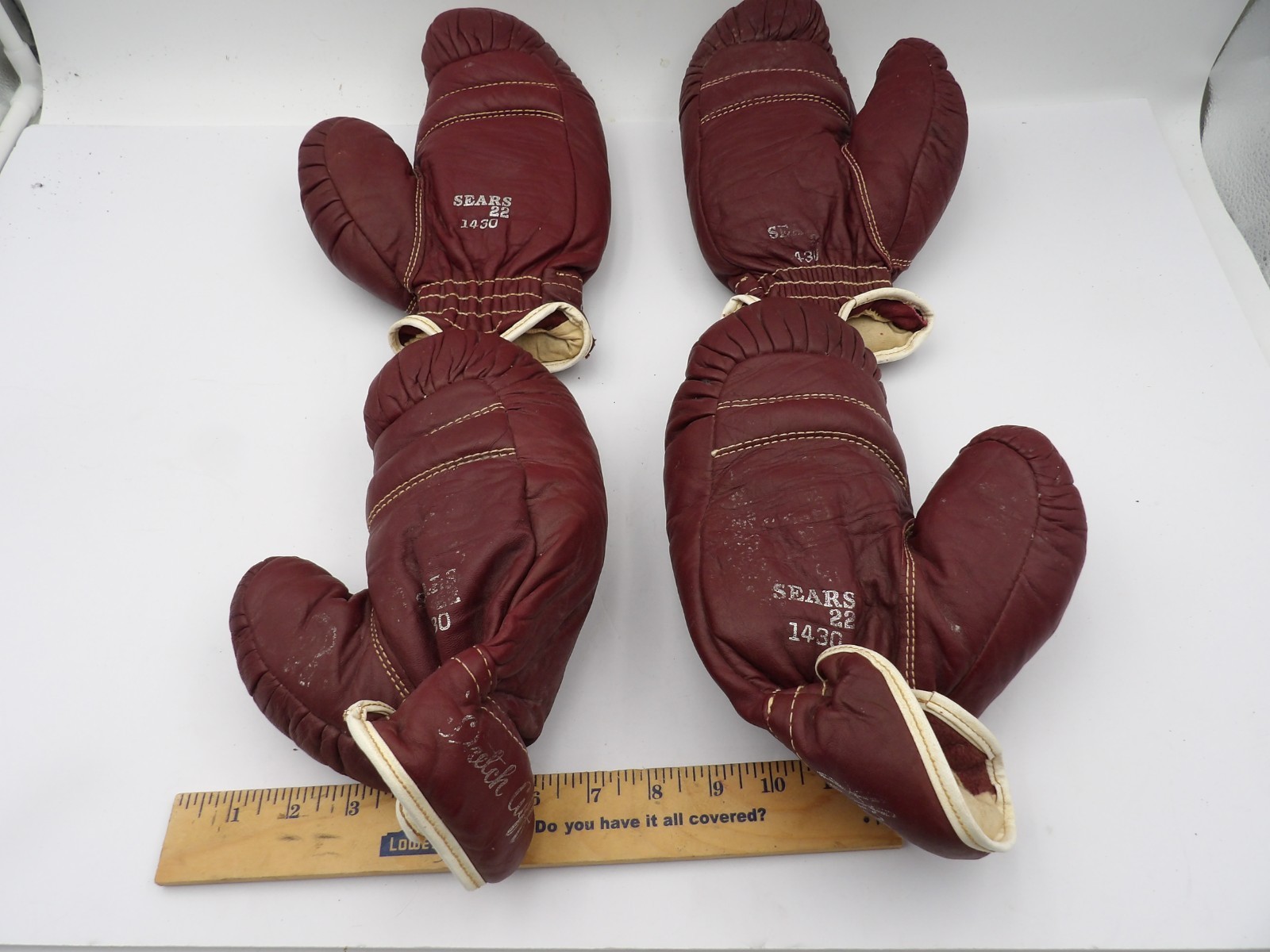 Two pair Childrens Leather Boxing Gloves Sears Label