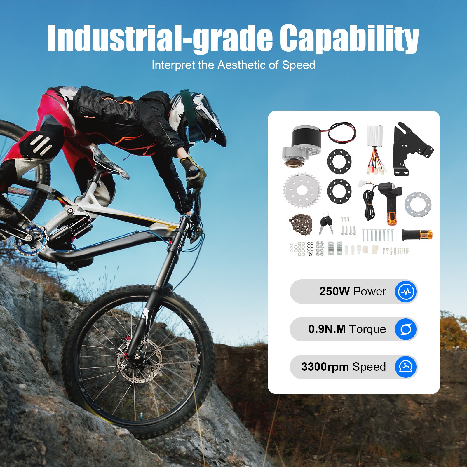 Electric Conversion Kit E-Bike Modification Kit with LED Display 24V 250W