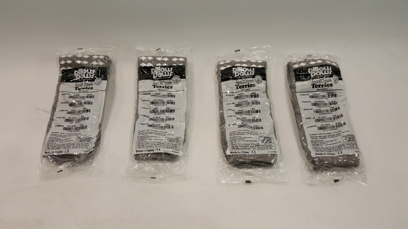Pillow Paws #1098-001 Terries Slipper IMPRINT 2XL Adult/Grey (Set of 4)