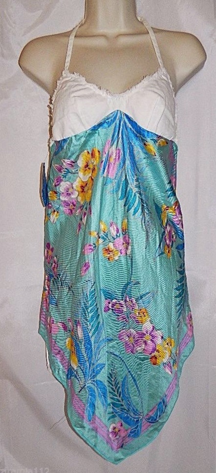 Le Mystere Sun Dress Halter Cover-Up Night Gown Tropical Floral size Small NEW