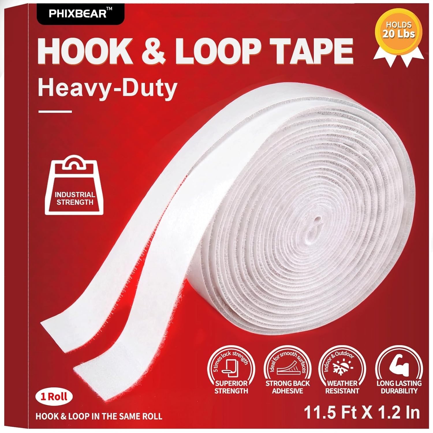 Industrial Strength Hook & Loop Fasteners, 11.5ft - Secure Mounting Solution