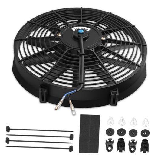 Universal 14 Inches Electric Radiator Slim Cooling Fan 14 Inch Diameter Black