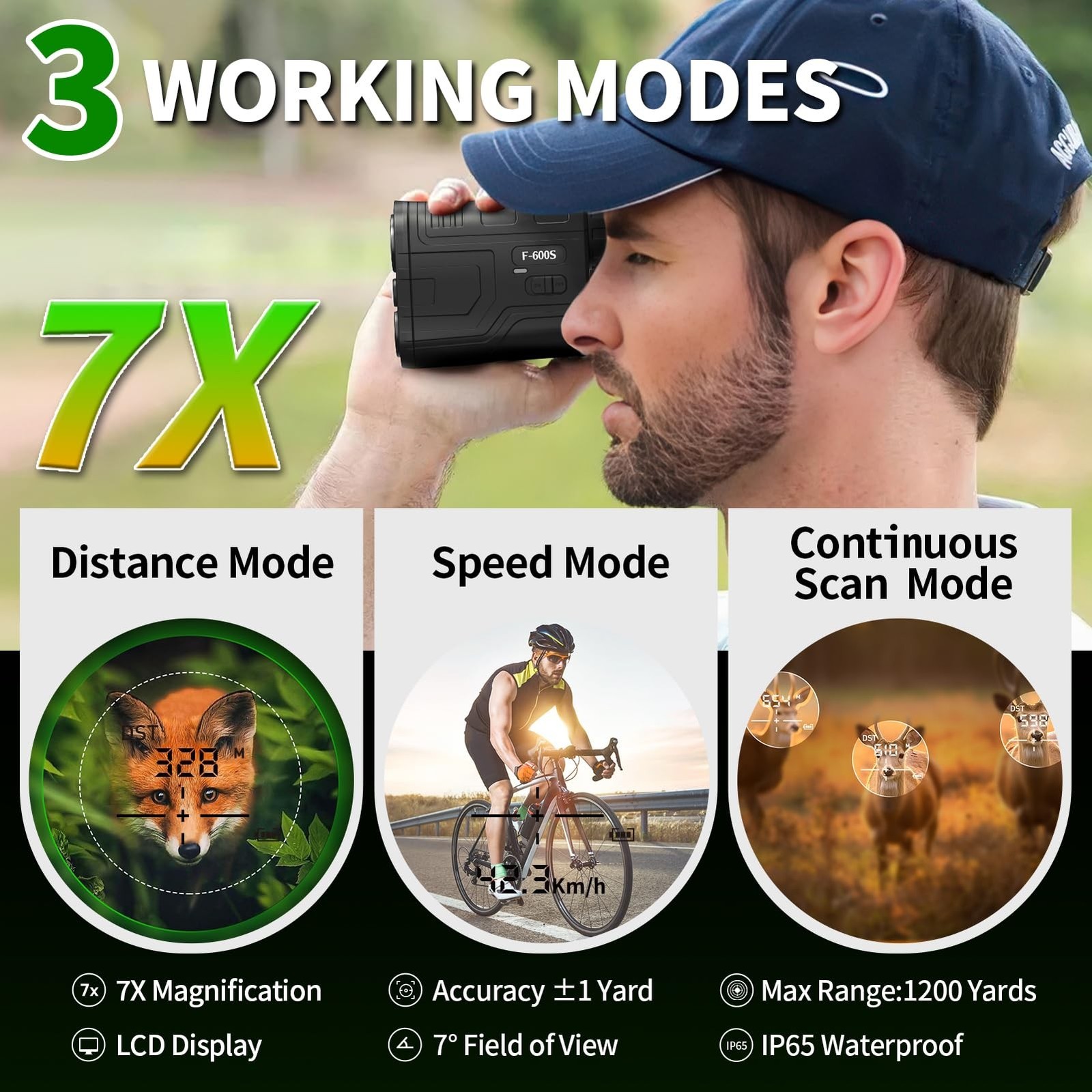 Golf Range Finder with Slope, Switch for Tournament, 1200 Yards Rechargeable ...