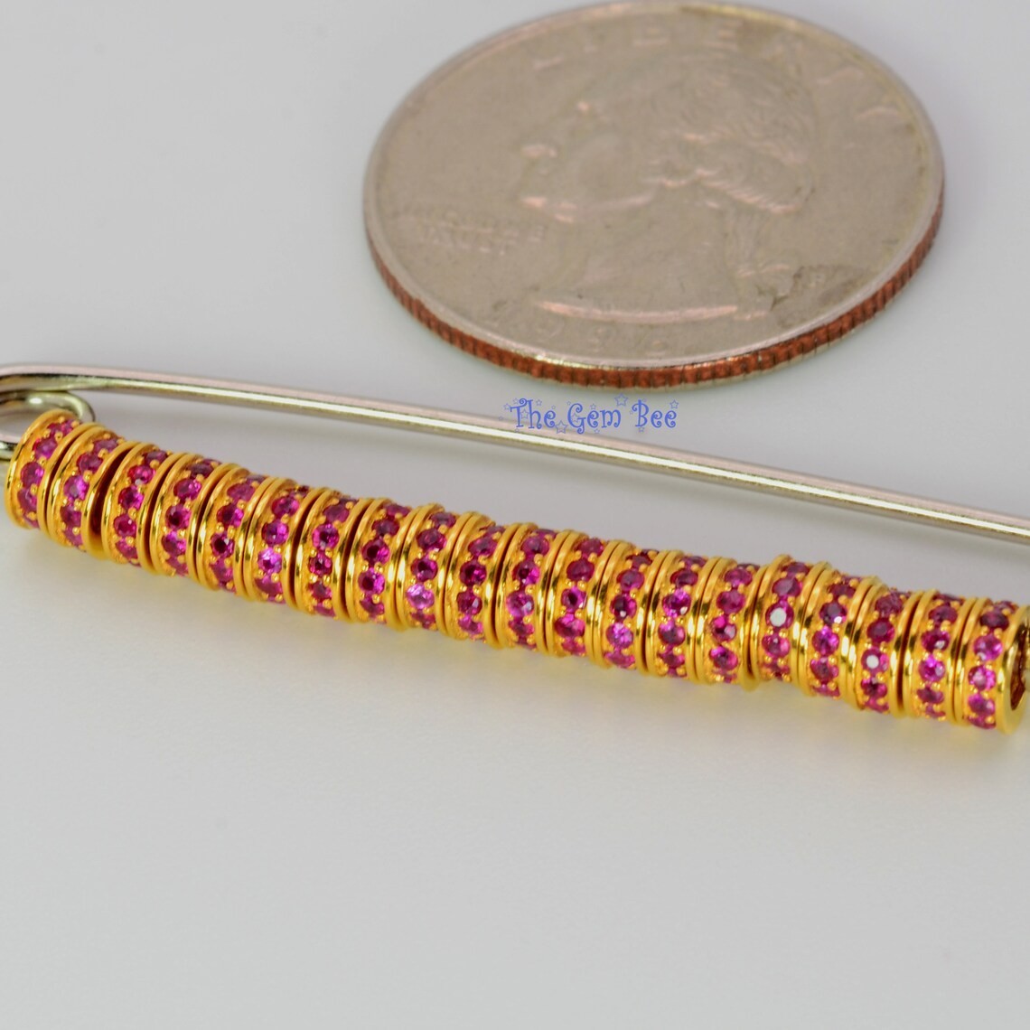 5mm 18k Solid Yellow Gold Ruby Eternity Rondelle Spacer Finding Bead