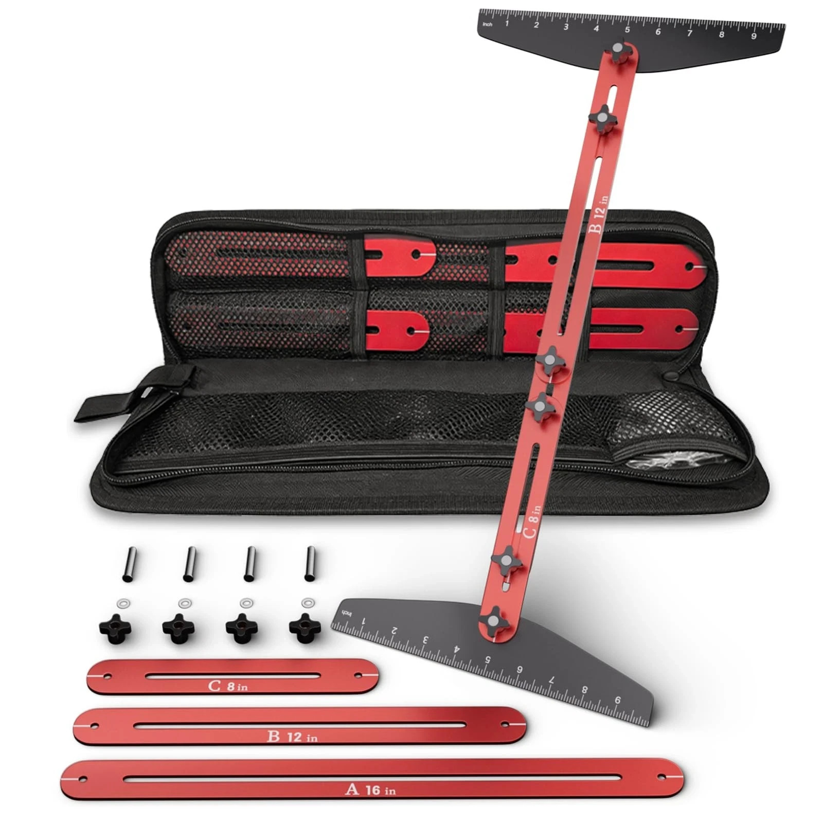 Stair Tread Gauge Template Tool, 8-72 Inches Adjustable inches, Red-Gray